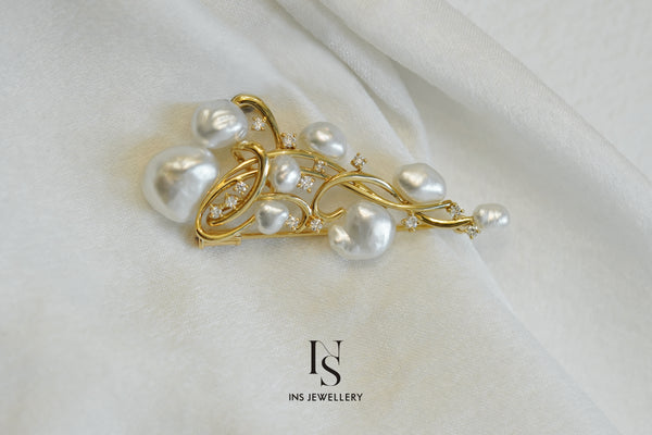 110 South Sea Keshi Pearl Brooch