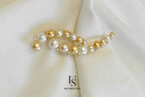 111 South Sea Keshi Pearl Brooch