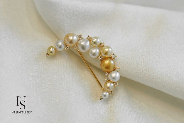 112 South Sea Keshi Pearl Brooch