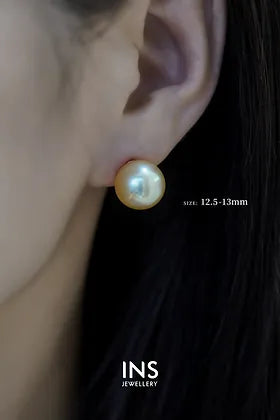 Golden Pearl Ear Studs