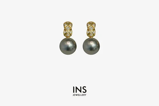 Tahitian Pearl Earrings "Ocean Blue"