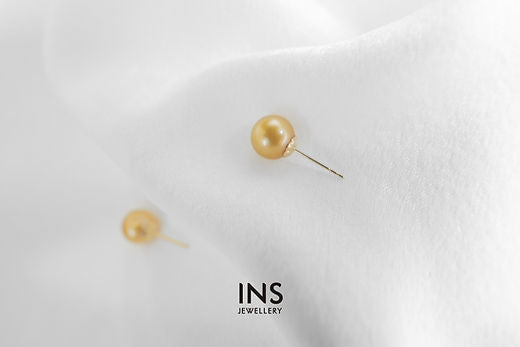 Golden Pearl Ear Studs